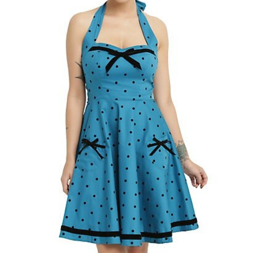Hell Bunny Teal Halter Dress